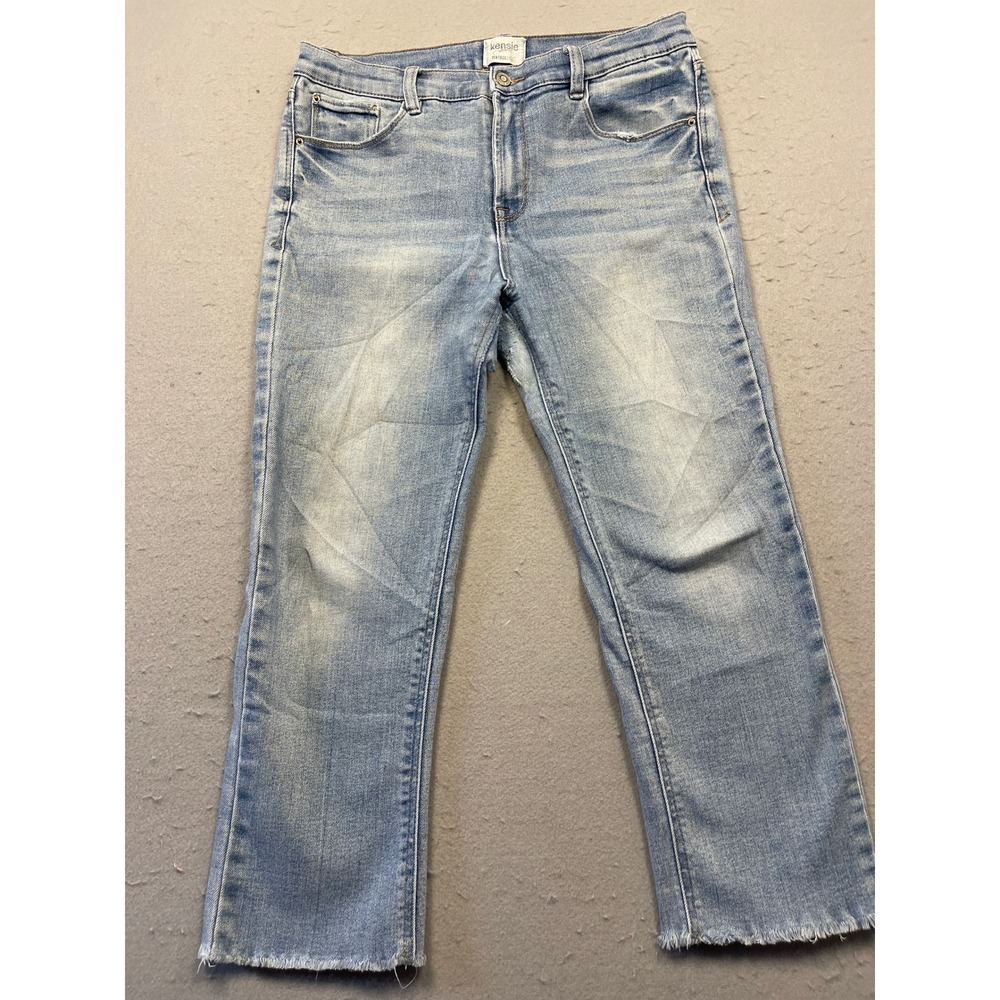 Kensie Jeans Straight Leg Cotton Blend Light Wash Blue 10/30 Womens
